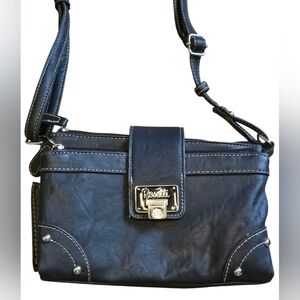 EC Rosetti Faux Leather Black Crossbody Bag